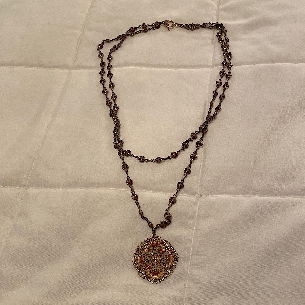 La Vie Parisienne Gold and Terra Cotta Necklace